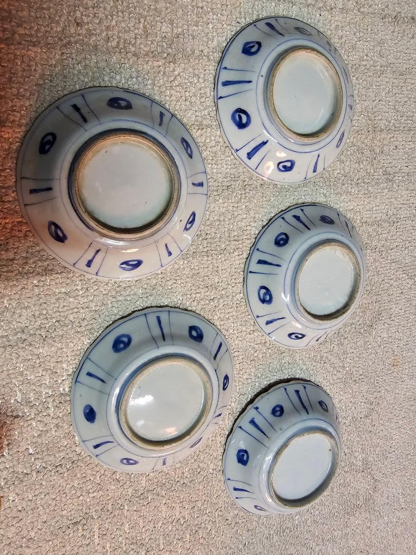 値下げ限界‼️早い者勝ち 新渡品 江戸後期から明治初 芙蓉 花鳥文 9客セット