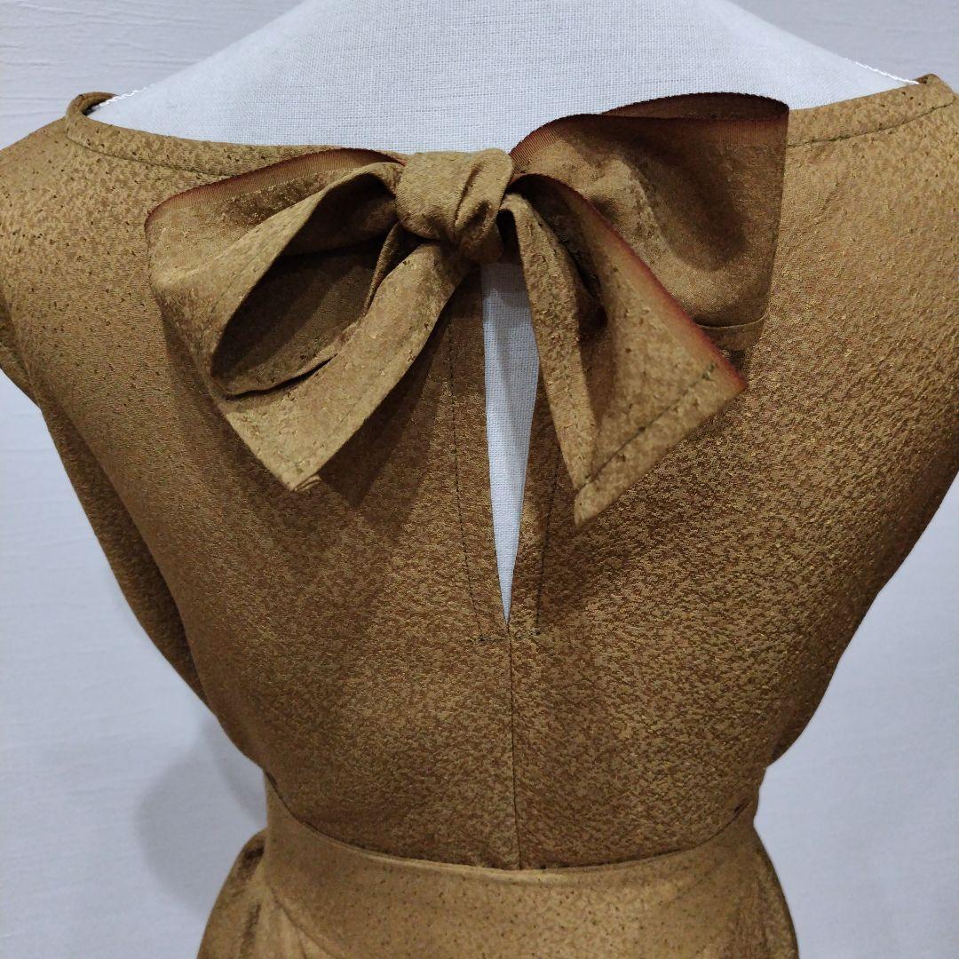 振袖　フレンチワンピースドレス 　リボン付き　福寿茶色　新品未使用品