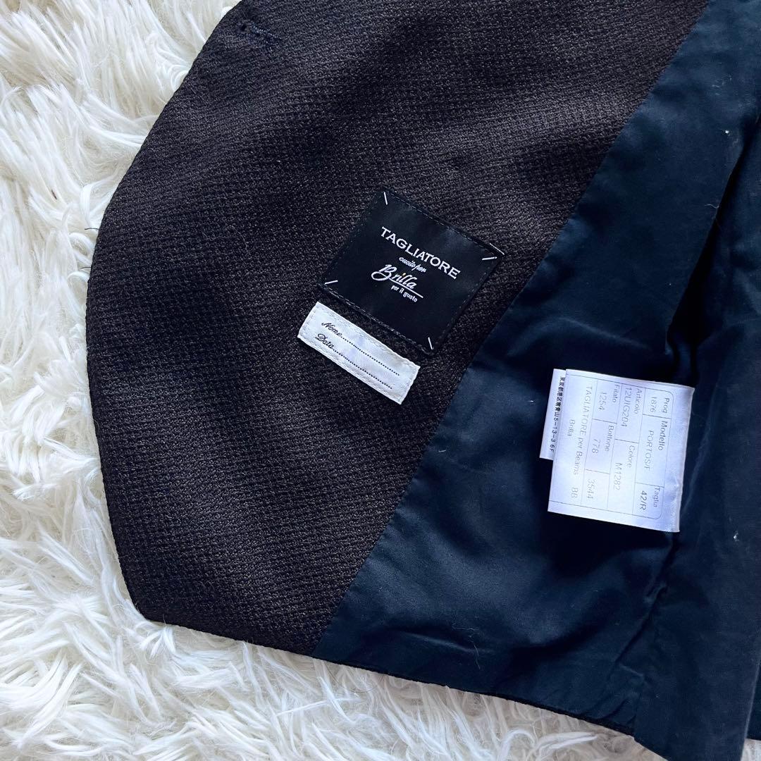 <美品タグ付>TAGLIATORE ブラウン ウール ダブル ジレ サイズ42