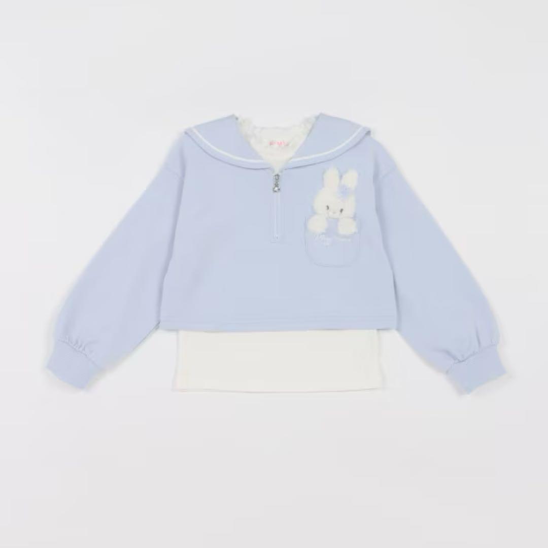 メゾピアノ 短丈セーラープルオーバー＆長袖プチハイネック スカパンセット120