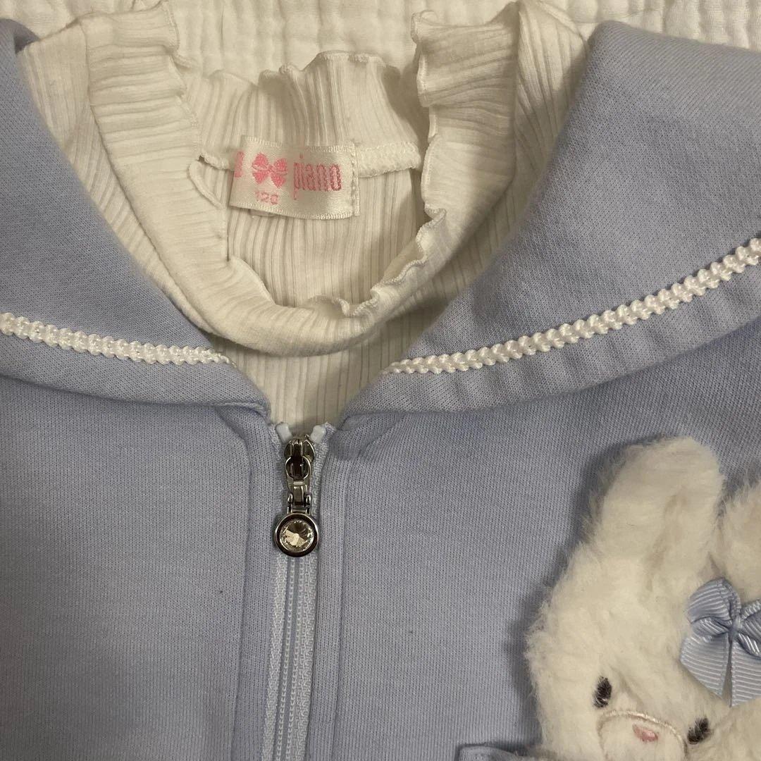 メゾピアノ 短丈セーラープルオーバー＆長袖プチハイネック スカパンセット120