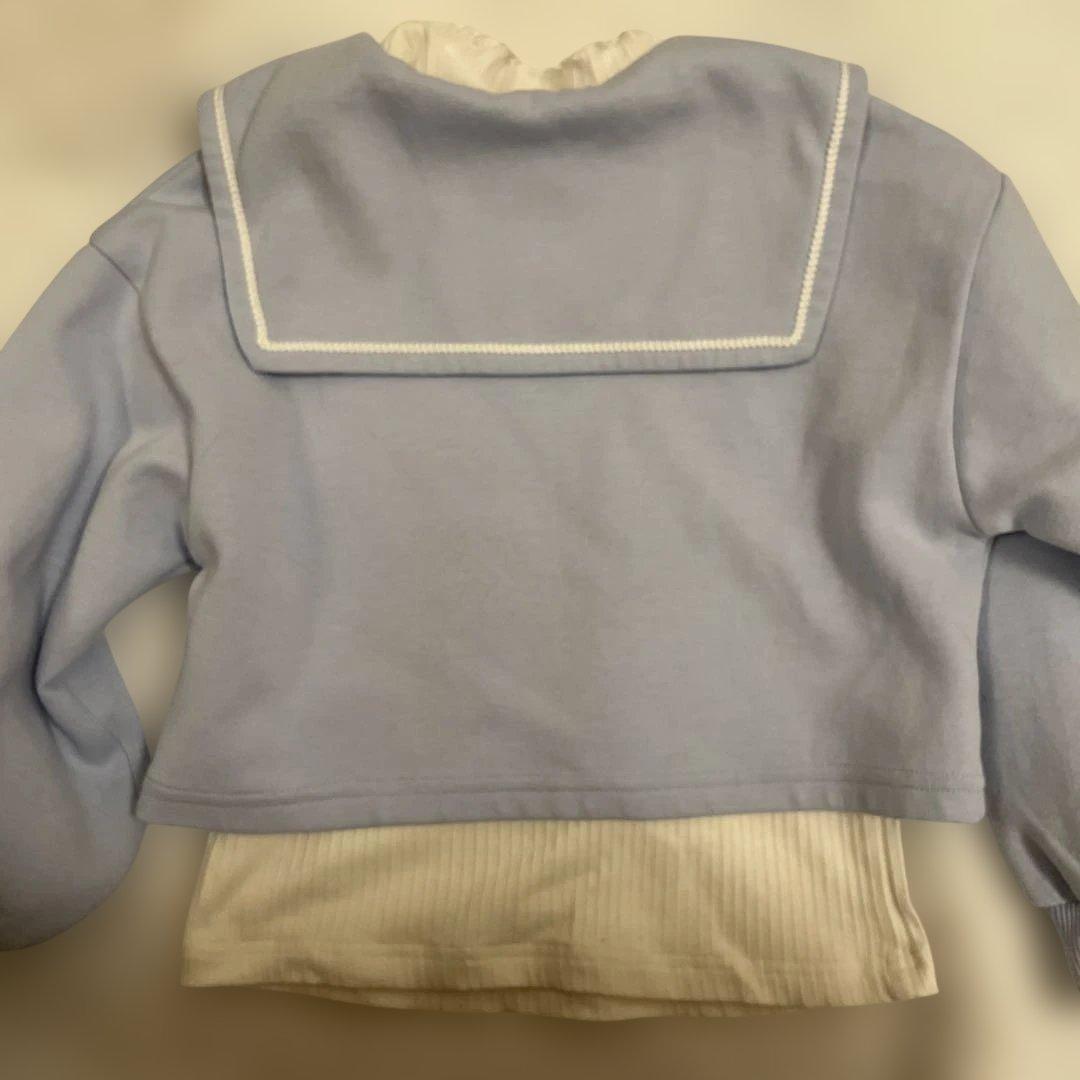 メゾピアノ 短丈セーラープルオーバー＆長袖プチハイネック スカパンセット120