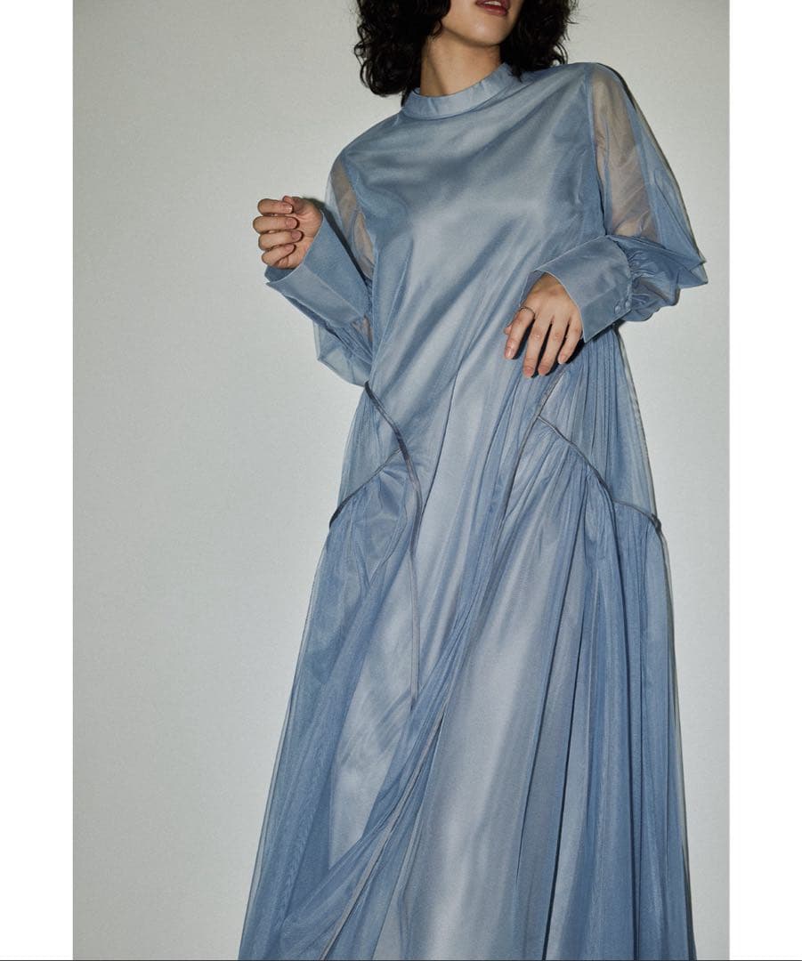 チュールパイピングAラインドレス　マタニティ