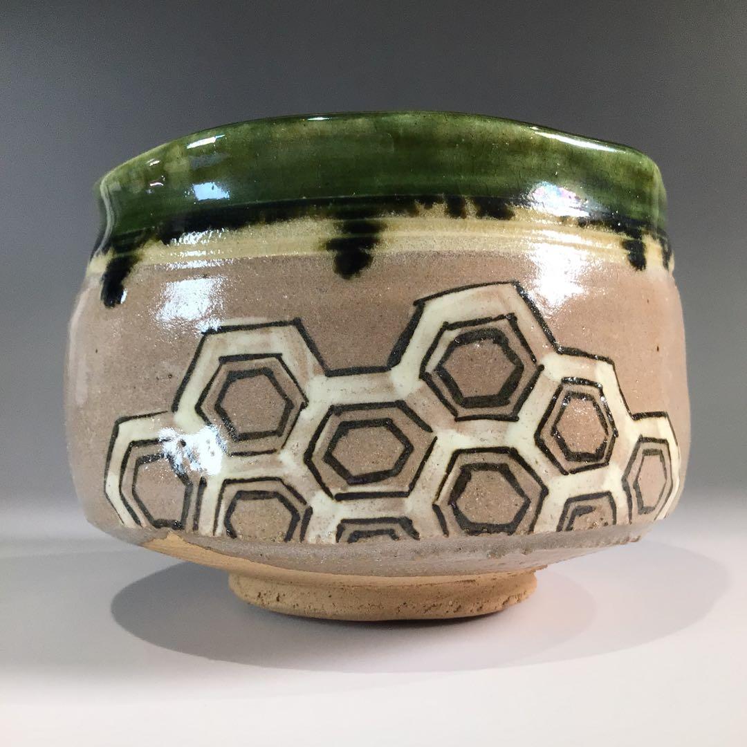 Ｐ３６７　茶碗　『佐々木正造』『鳴海織部茶碗』　抹茶碗　共箱　茶道具