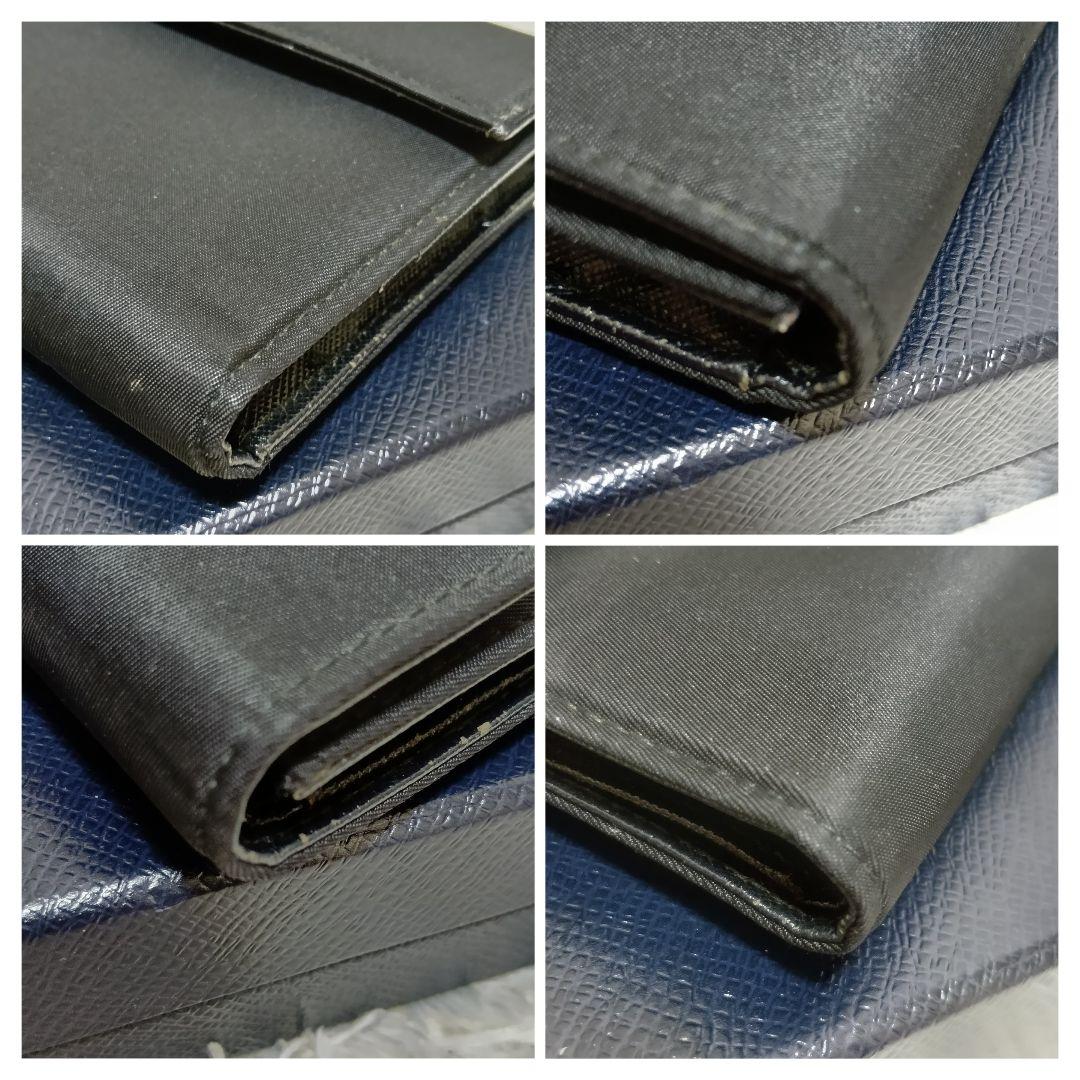 美品　プラダ　三つ折り財布　テスートナイロン　三角ロゴプレート　ブラック　正規品