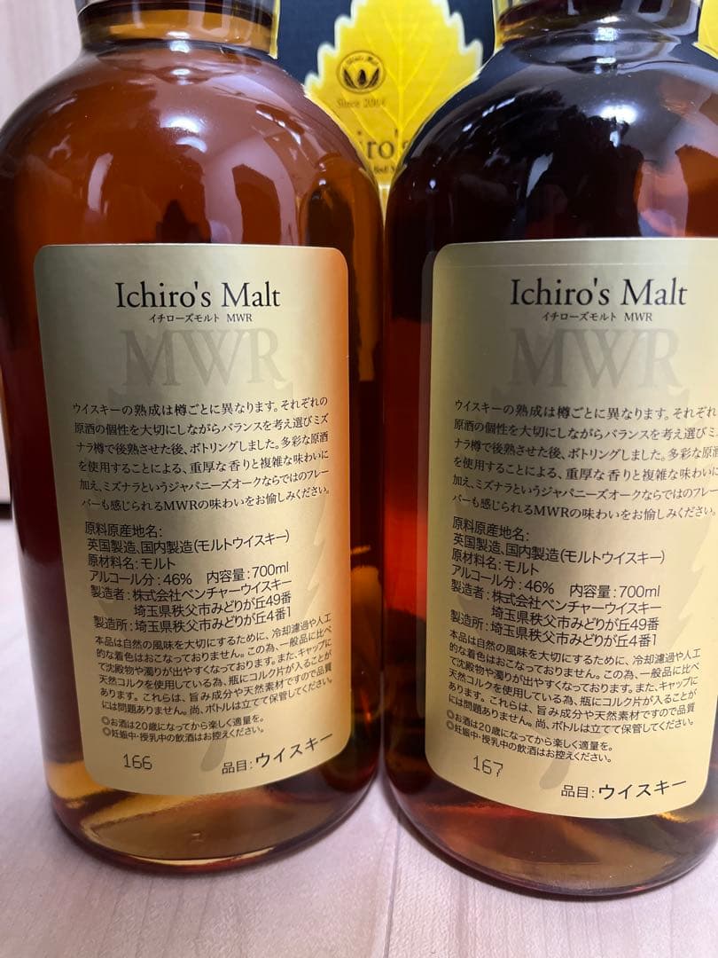 イチローズモルト　ミズナラウッドリザーブ 箱有　2本　未開封