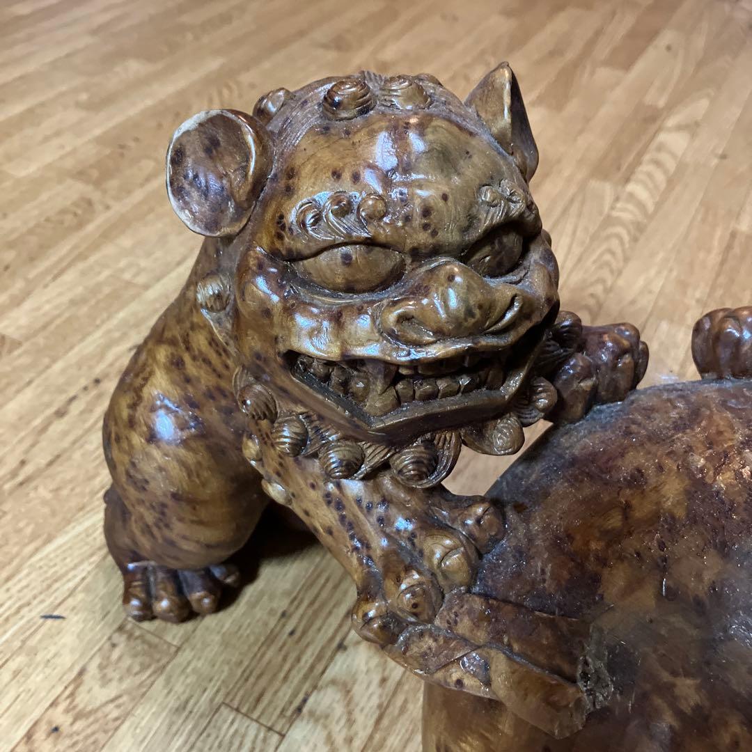 魔除け獅子　木彫