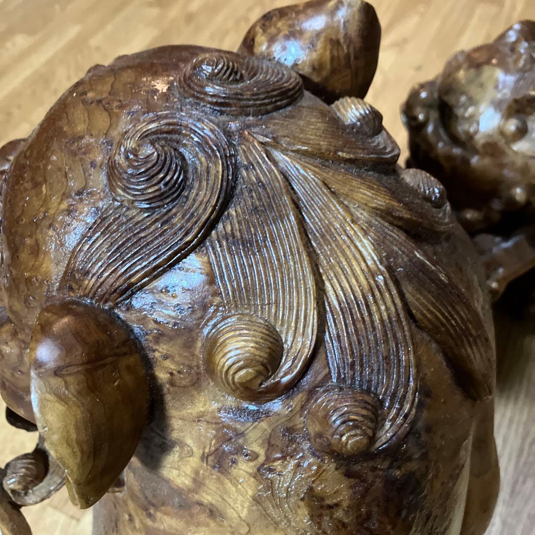 魔除け獅子　木彫