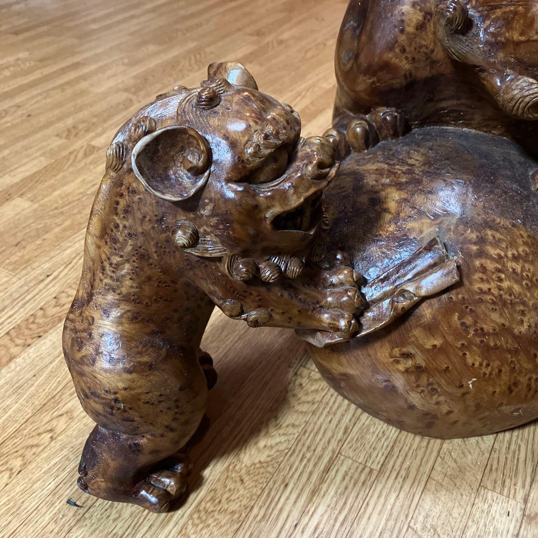 魔除け獅子　木彫