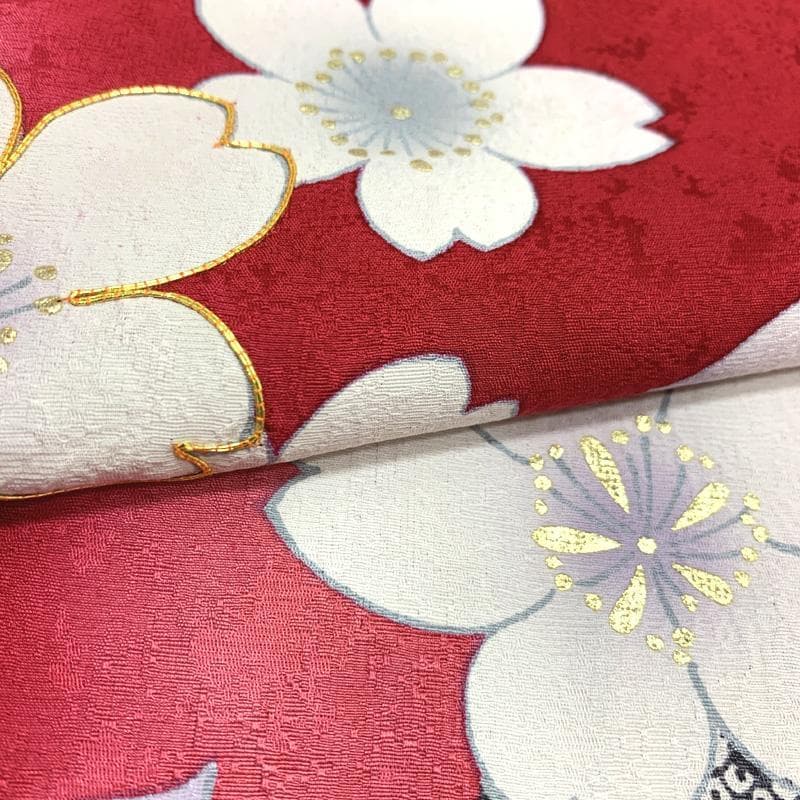 403aj42,帯揚げ帯締め〇京都きもの友禅 振袖＆袋帯 金駒刺繍 十三参り