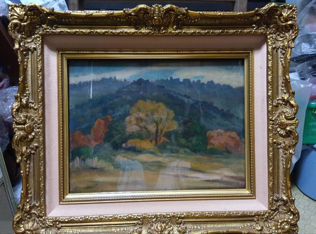 福島長二郎Ｆ４号油彩板に描いています