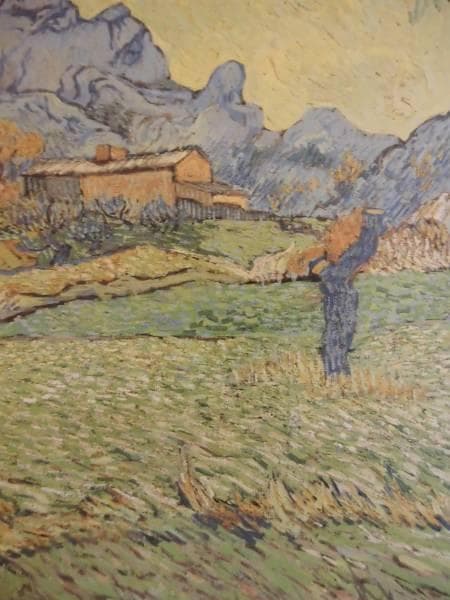 ヴィンセント・ヴァン・ゴッホ、山間の穀物畑と木、画集画、新品額装付