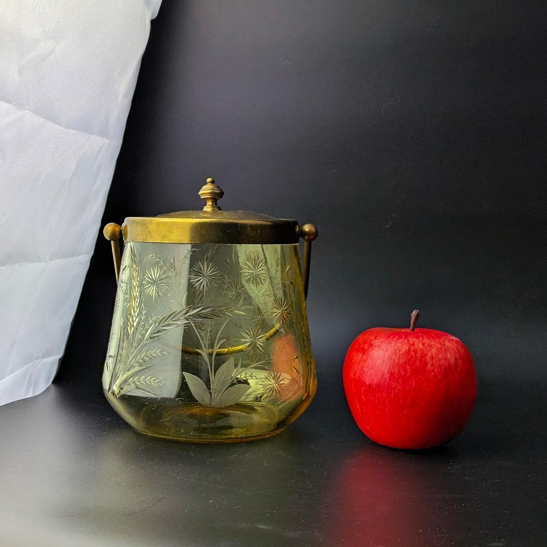 試される審美眼★オールド サン・ルイ 1930年頃 珍しいアンバーガラスバケット