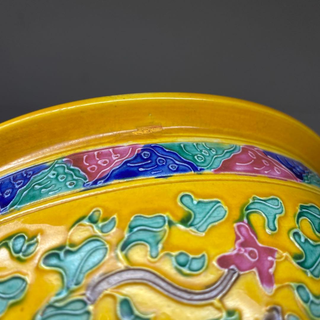 中国美術　龍図蓋物　高さ約20g㎝　東Y7-0331②タヒチ