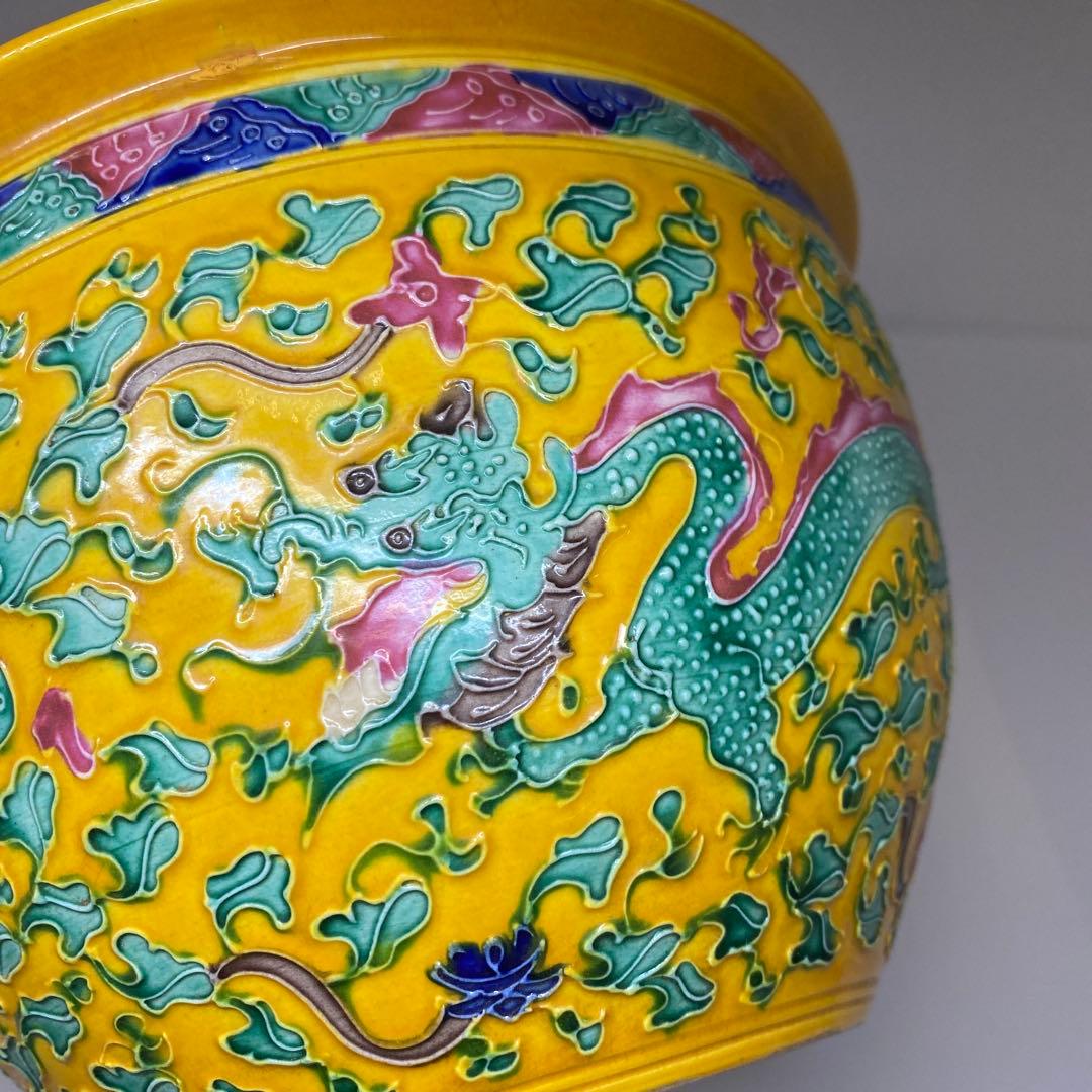 中国美術　龍図蓋物　高さ約20g㎝　東Y7-0331②タヒチ