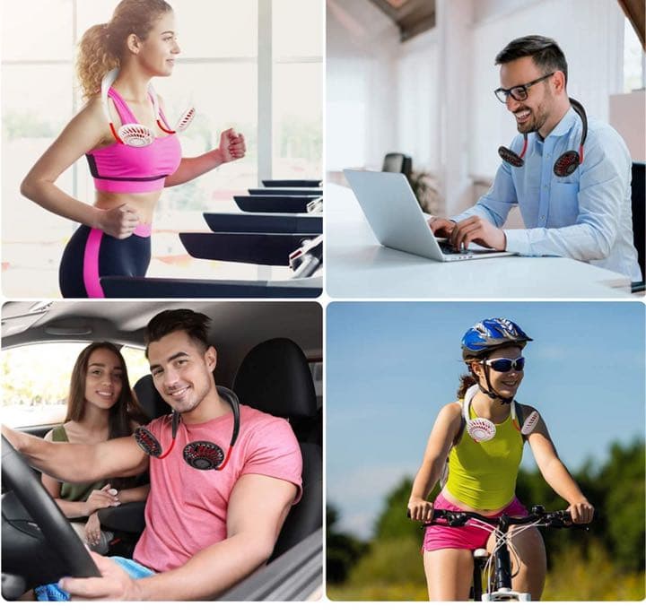 首掛け扇風機　ハンズフリー扇風機　USB充電式　7枚羽 30個