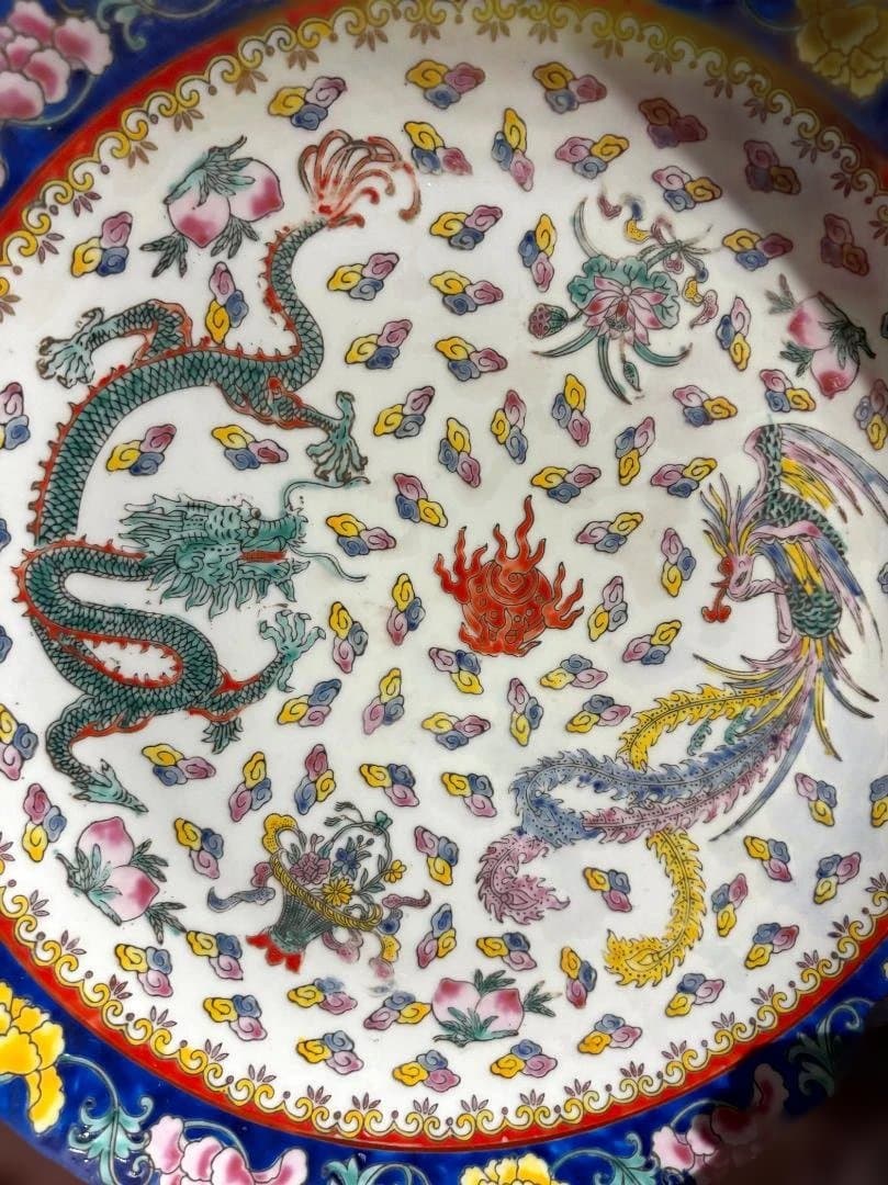 中国美術　青龍の陶器皿