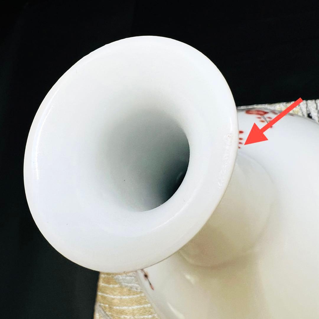 人間国宝　十二代柿右衛門作　赤絵の伝統岩に錦梅双鳳凰文　大花瓶　壺花器　本物保証