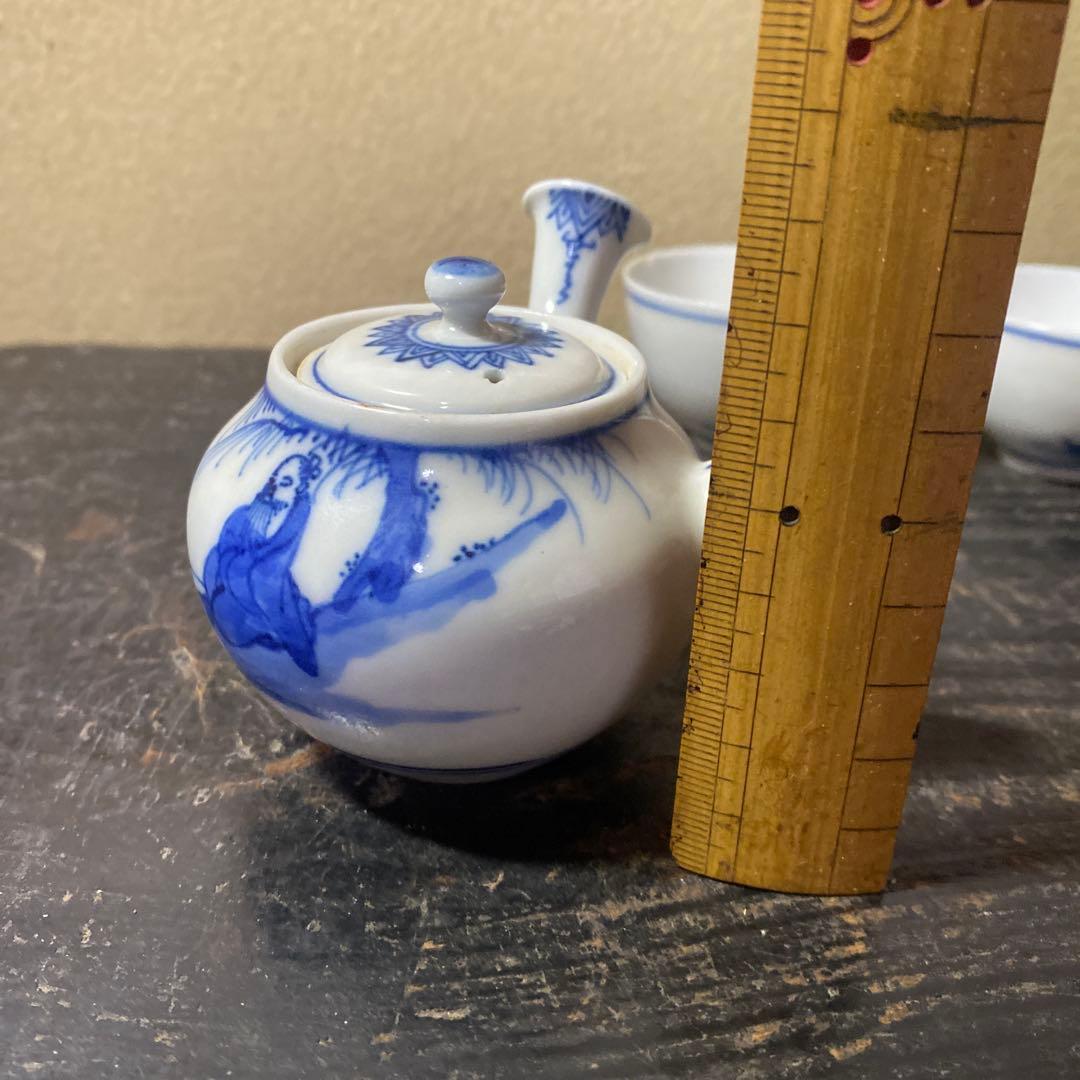 中国年号入　染付人物分煎茶器セット