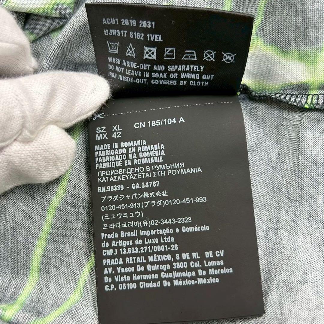 美品　19FW プラダ　半袖Tシャツ　ネオングラフィック柄　ブラック XL