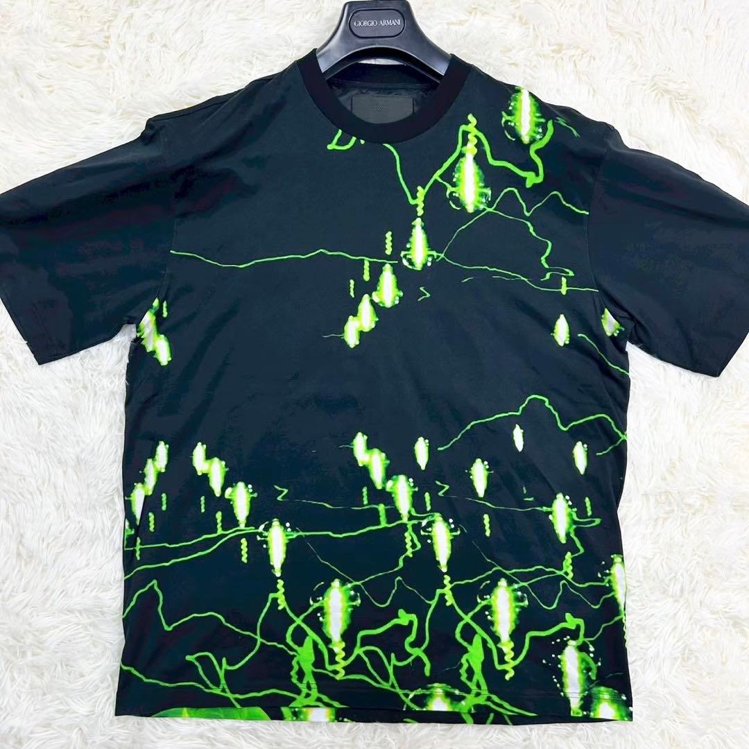 美品　19FW プラダ　半袖Tシャツ　ネオングラフィック柄　ブラック XL