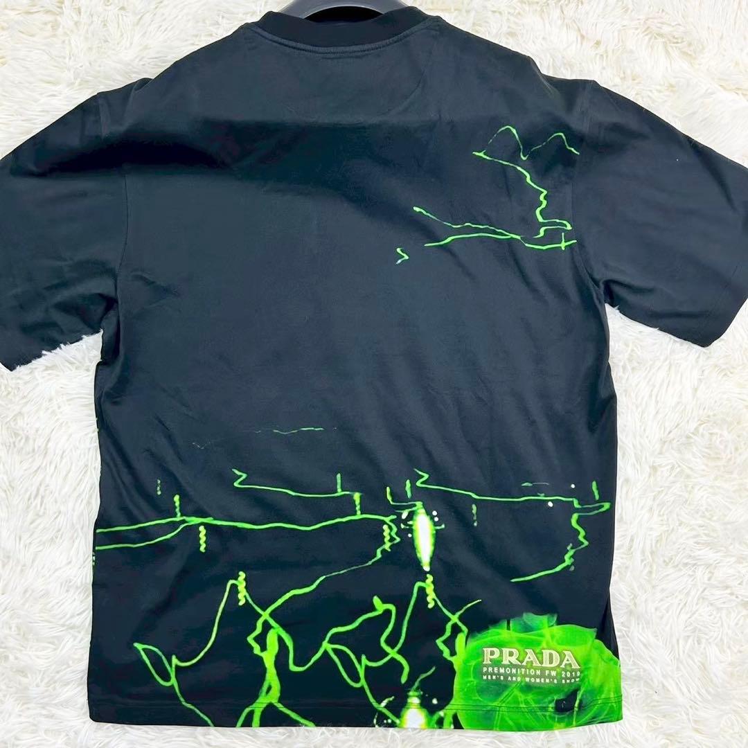 美品　19FW プラダ　半袖Tシャツ　ネオングラフィック柄　ブラック XL