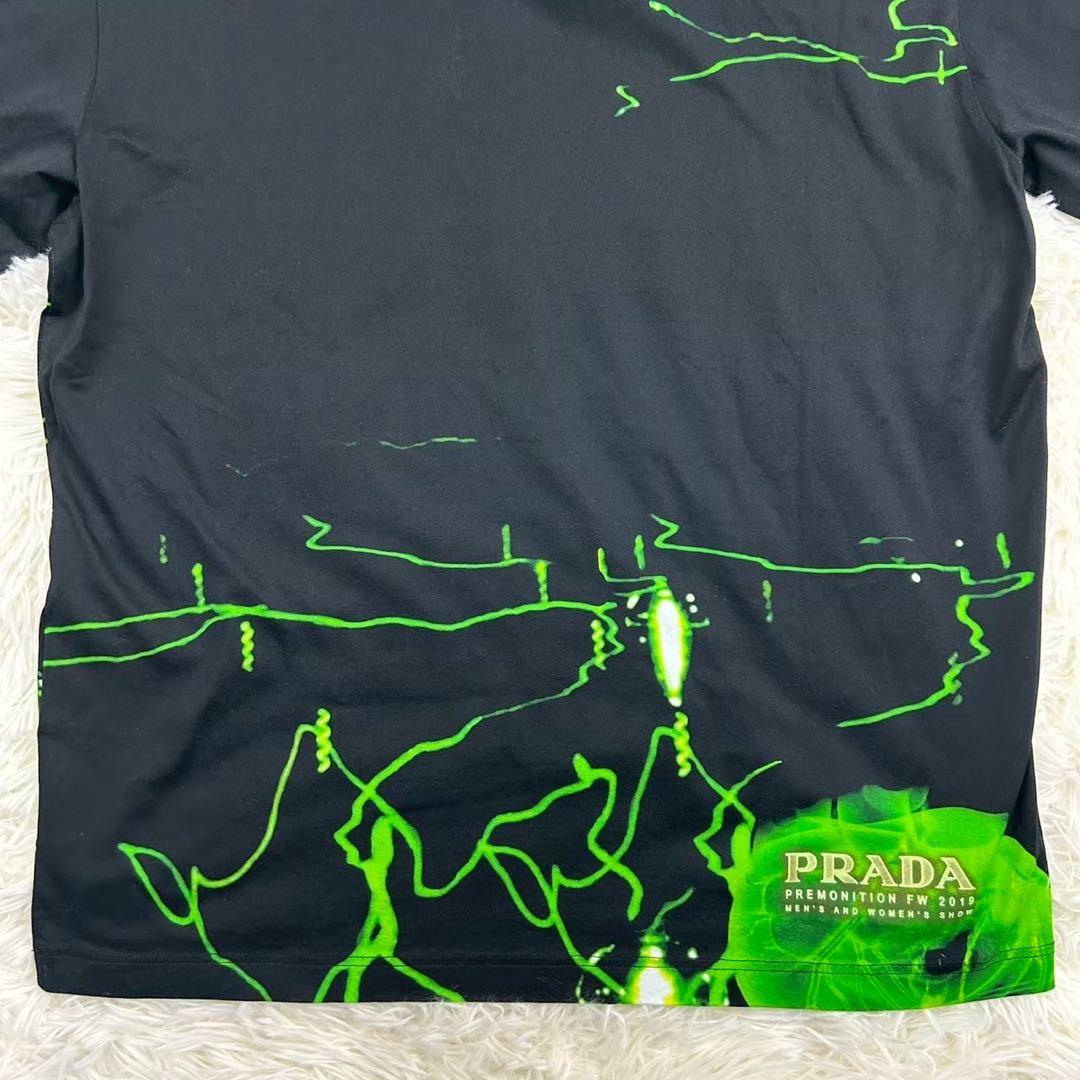 美品　19FW プラダ　半袖Tシャツ　ネオングラフィック柄　ブラック XL