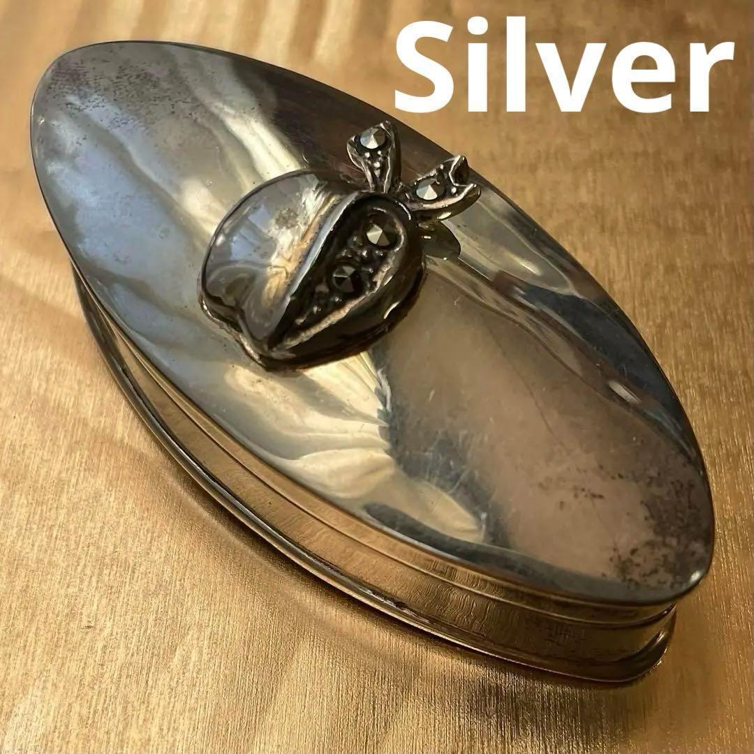 アンティークピルケース　シルバーとマーカサイト　小物入れ　銀雑貨　蚤の市