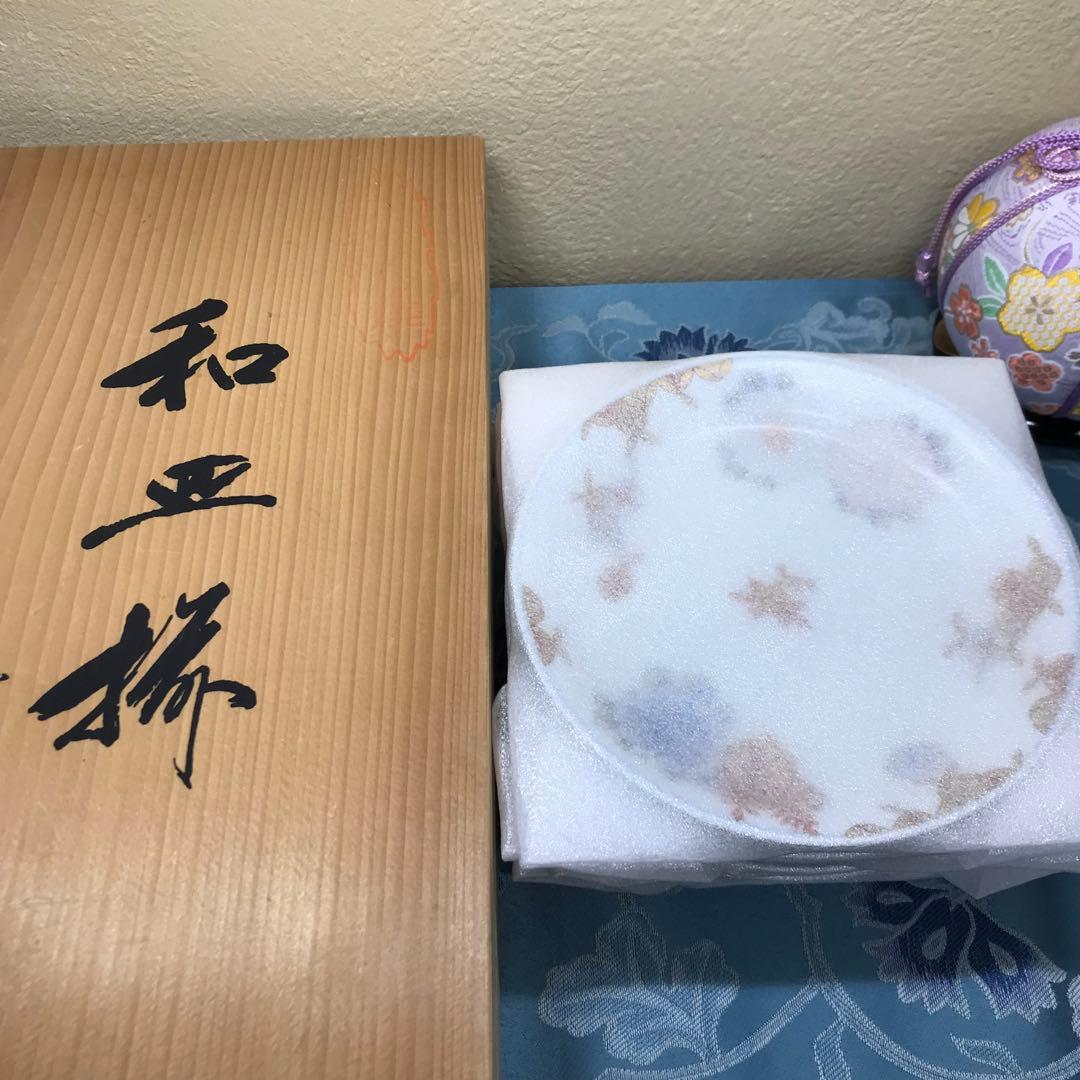 深川製磁　菊七宝　希少品　和皿揃　５枚１式　木箱入り　【廃番美品】