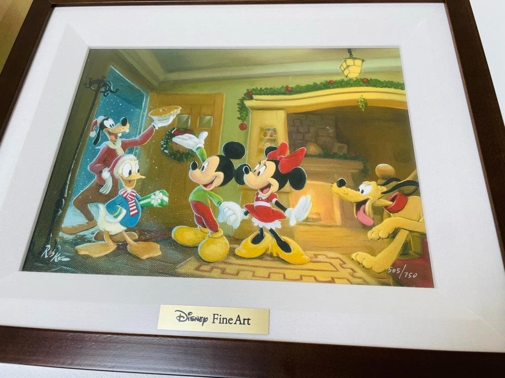 極美品　ミッキー&ミニー&ドナルド　休日のクリスマス　絵画　ロブ・カズ　付属完備