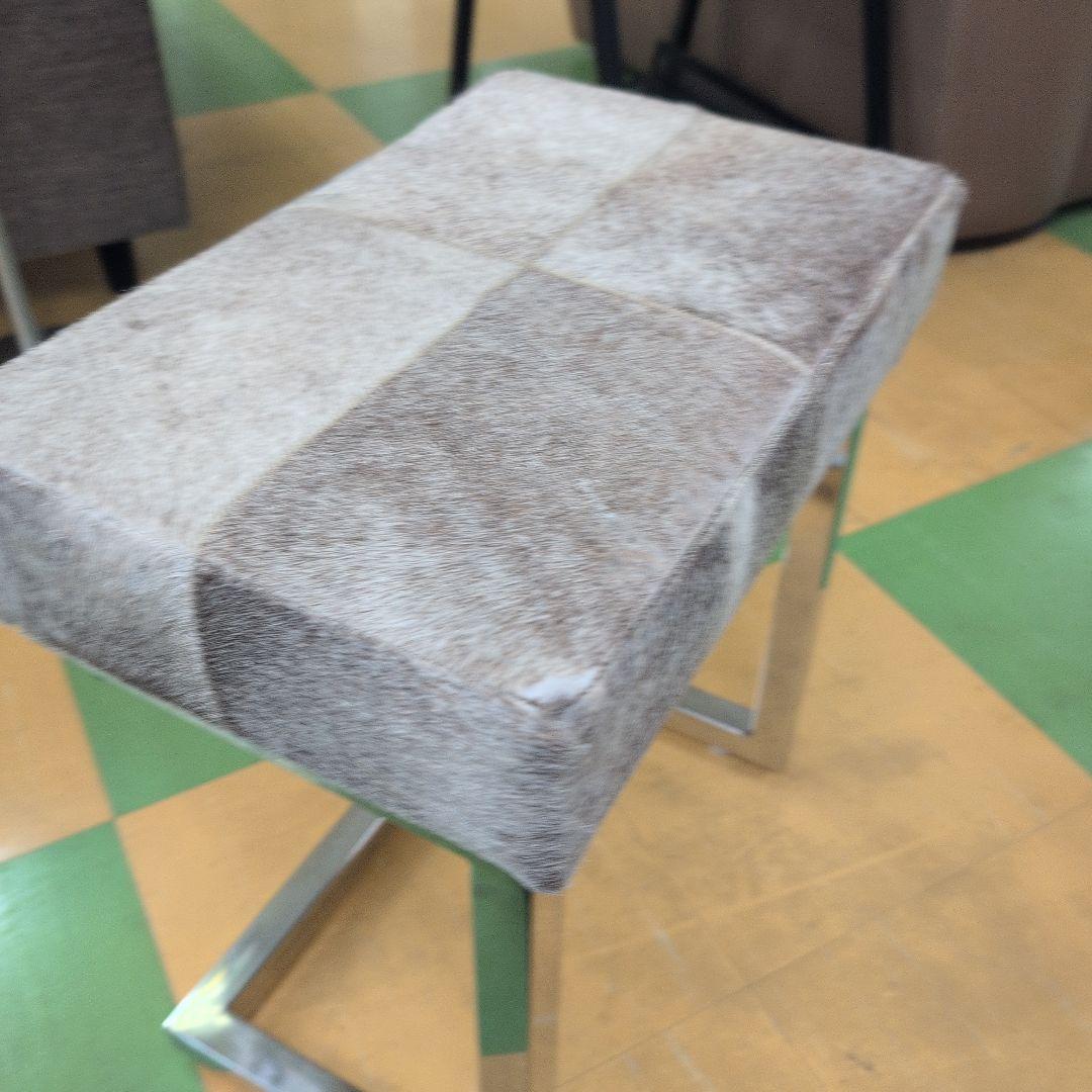 スツール リアルファー おしゃれ 北欧 玄関スツール グレー Grey