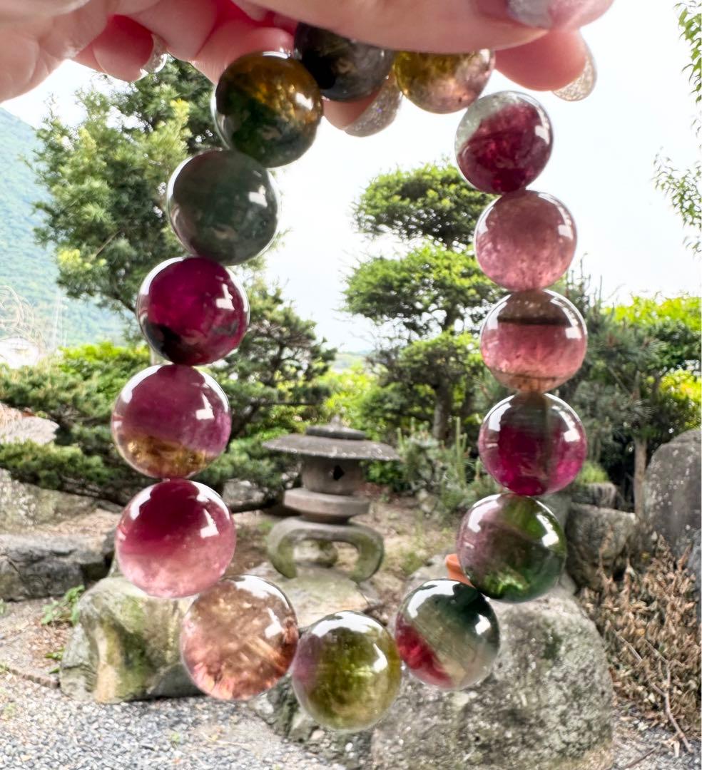 ウォーターメロントルマリン 13.5mm 大玉 ブレスレット 天然石 トルマリン