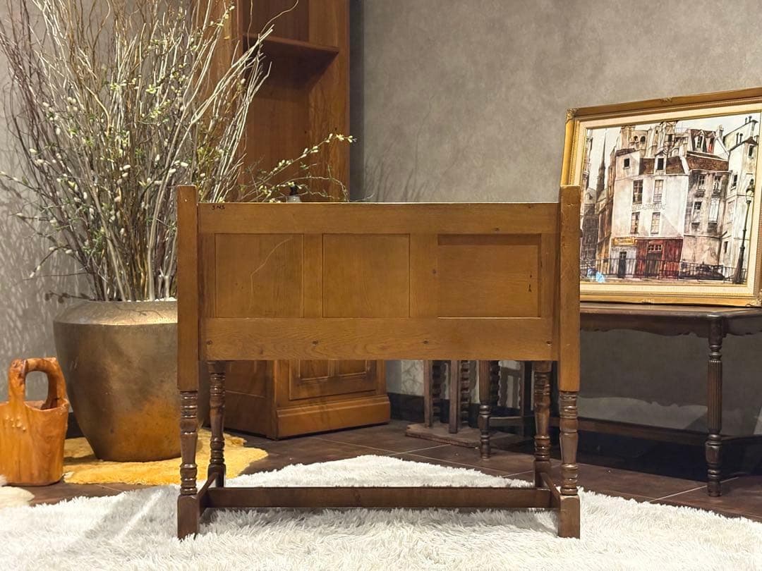 希少　英国　イギリス　テレフォンベンチ　ベンチ　オーク材　アンティーク SH