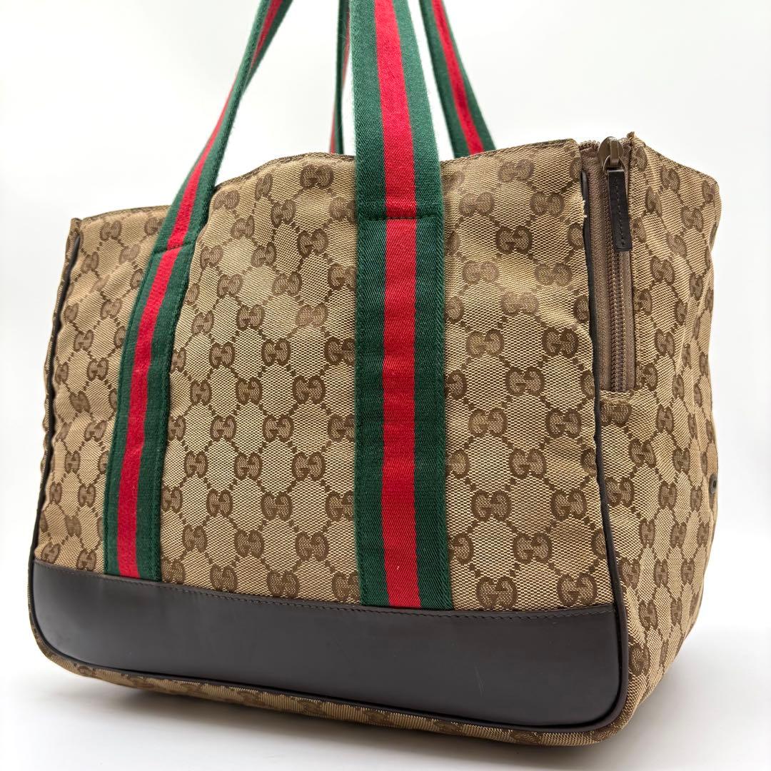 【極美品 希少】GUCCI ドッグ キャリーバッグ シェリー キャンバス