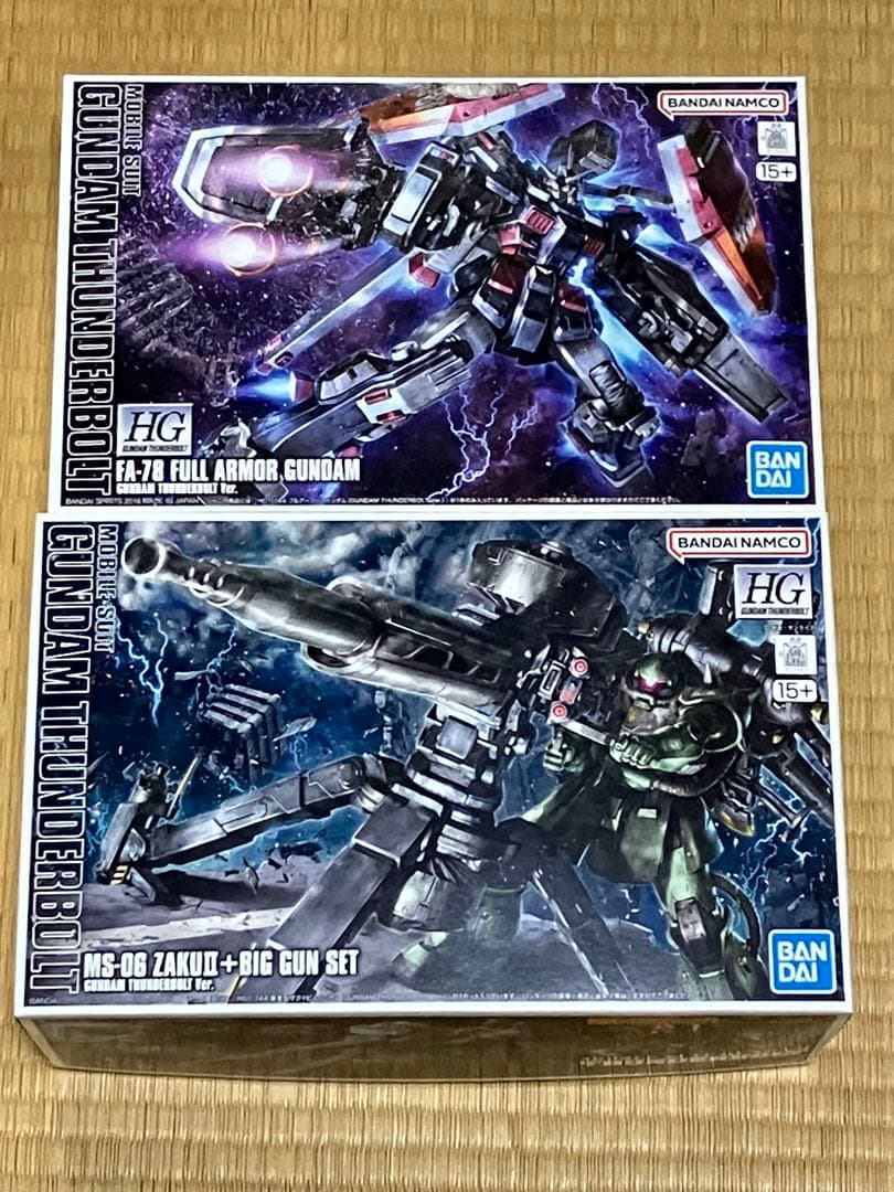 ガンプラ　HG 量産型ザク+ビックガン & フルアーマーガンダム　サンダーボルト