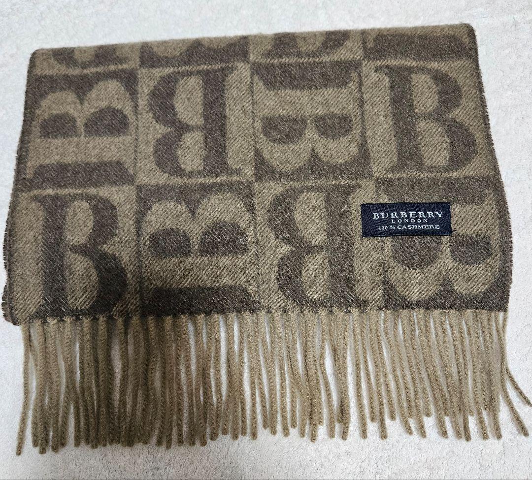 希少☆バーバリーBロゴマフラー☆カシミヤ100%