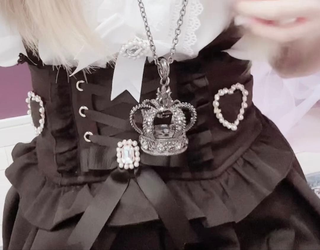 LIZLISA レースアップハートカシュクールスカート 正規品 ブラック