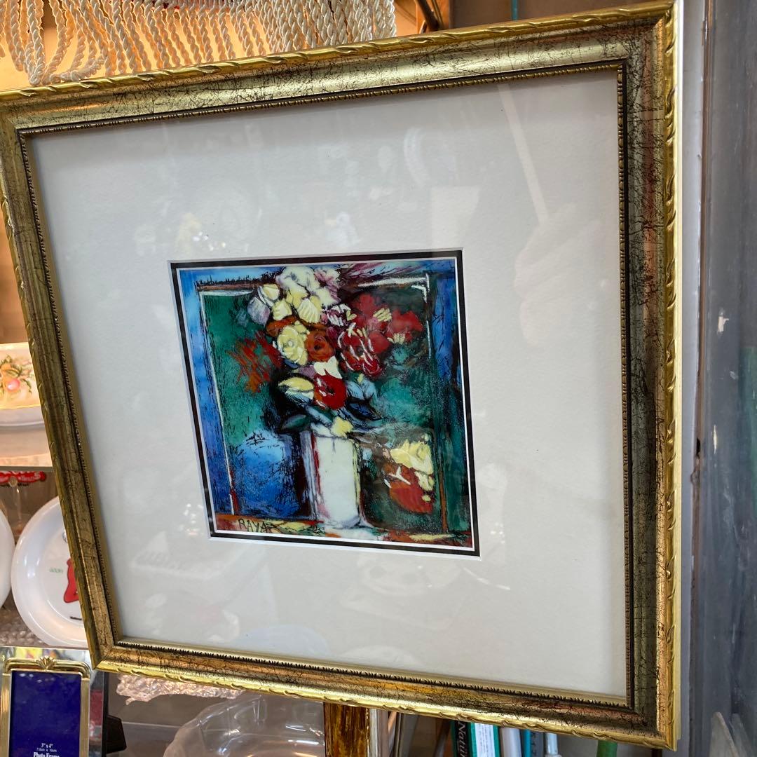 フランスの画家ラヤ・ソーキンによるヴィンテージの静物画エナメル七宝プラーク