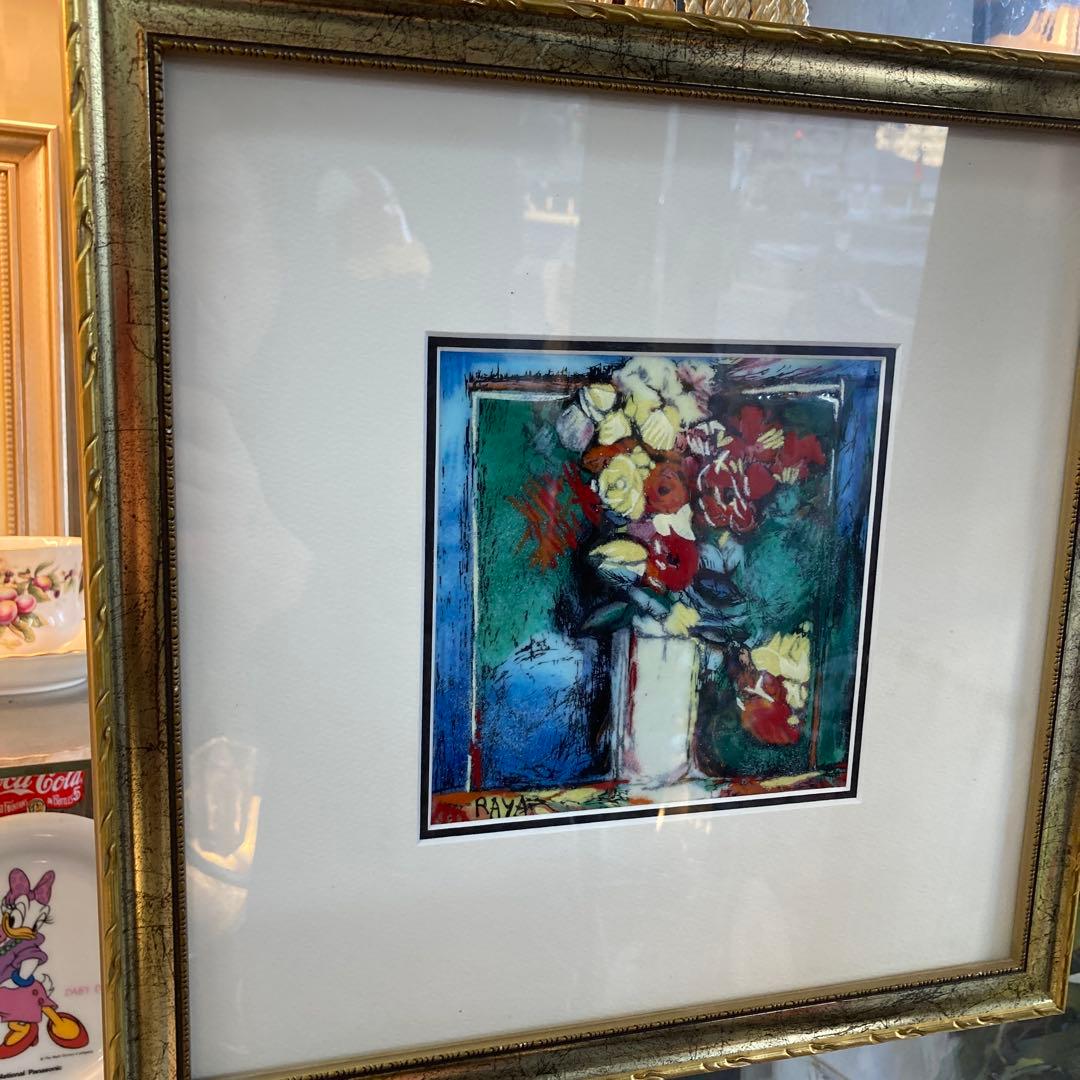 フランスの画家ラヤ・ソーキンによるヴィンテージの静物画エナメル七宝プラーク