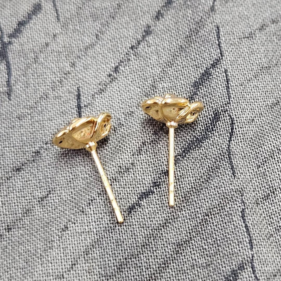 トラコ★立体的な薔薇が可愛い18金 K18 YG ローズ フラワー ピアス