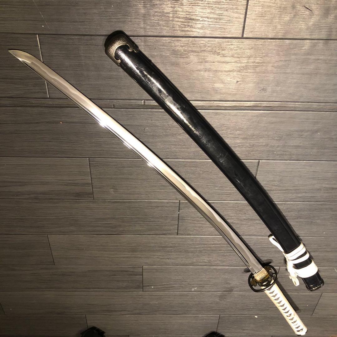 高級模造刀　樋有刀身 茶白拵え　居合刀　太刀　本格模造刀