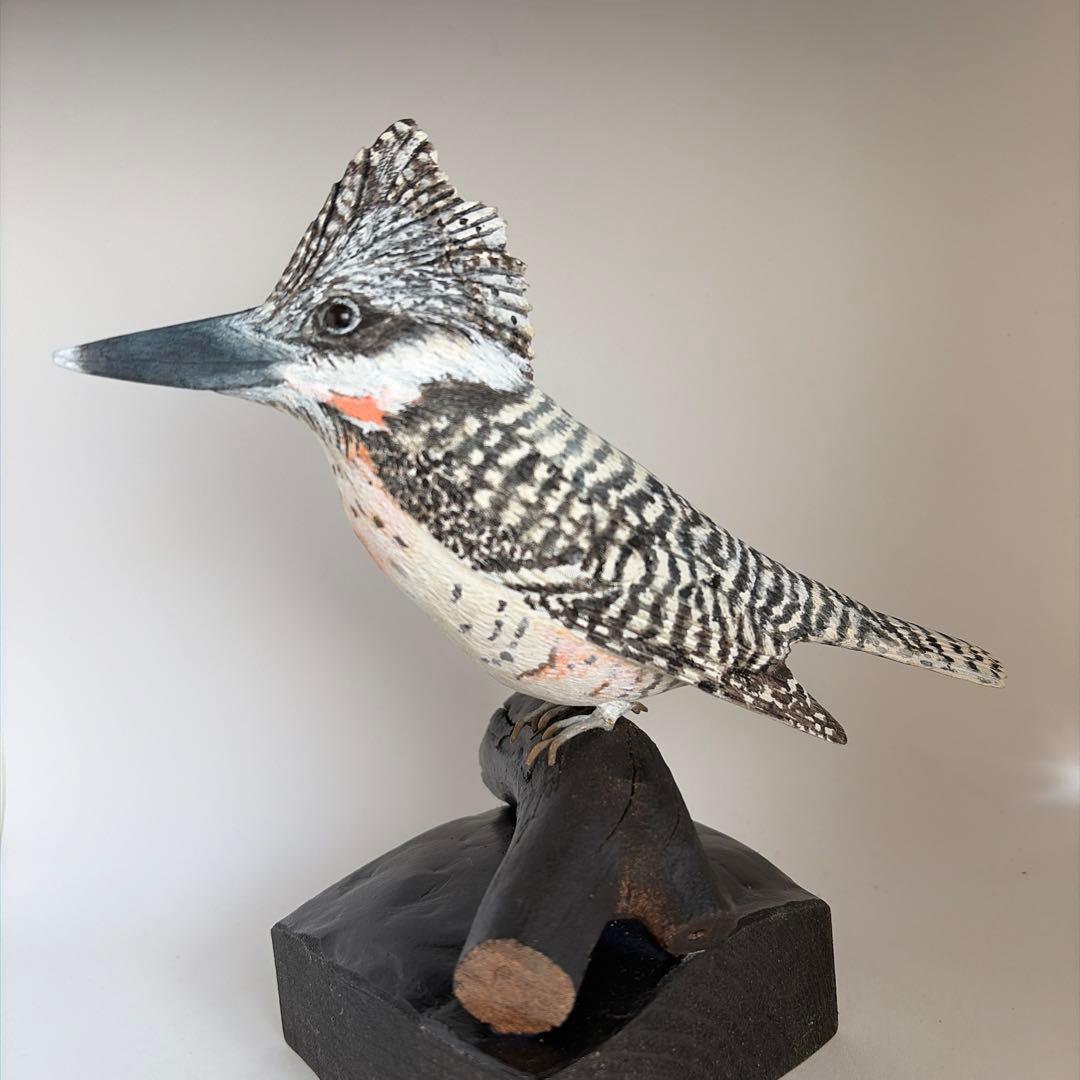 よち品 「ヤマセミ」 リアルバードカービング　木彫りの野鳥　野鳥彫刻