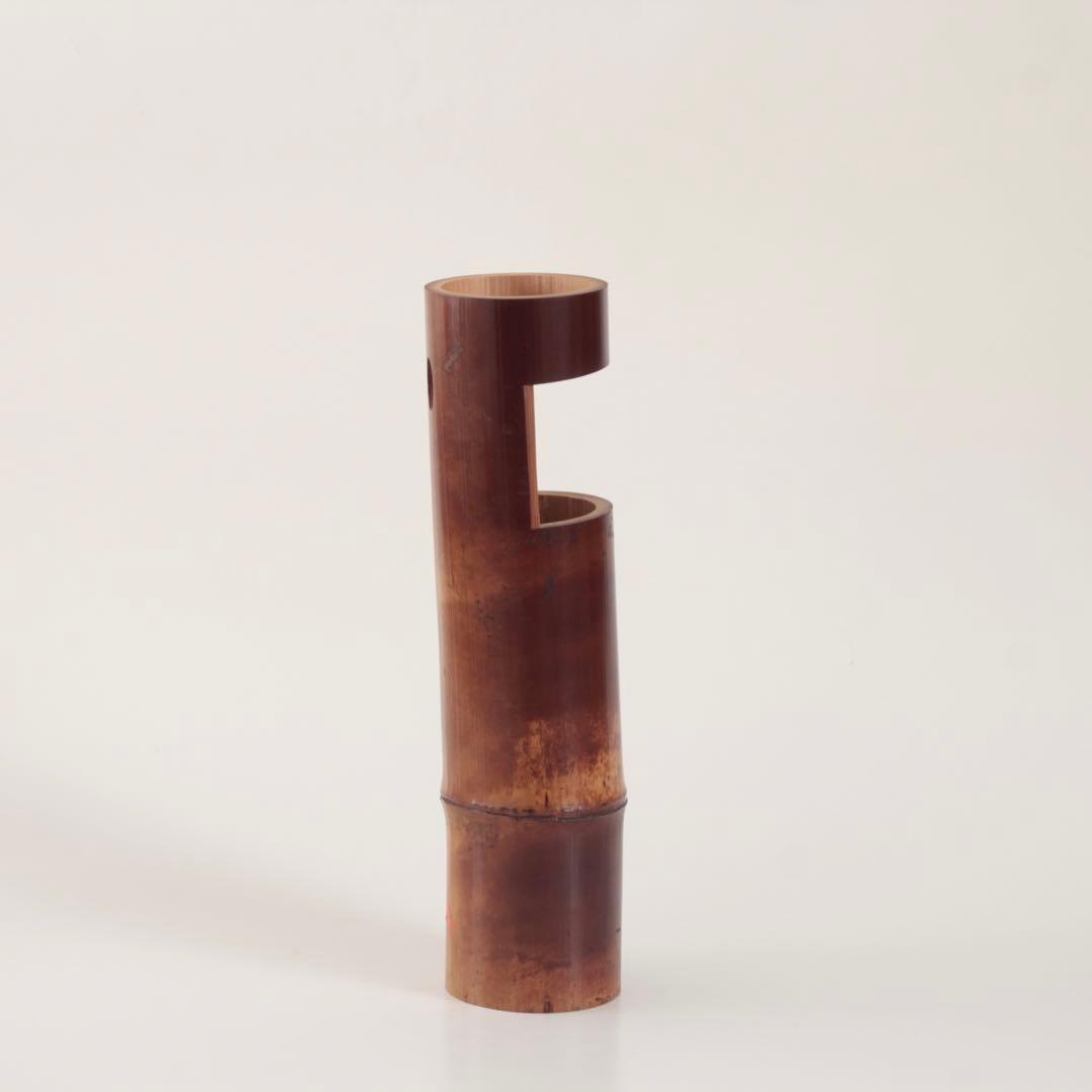 一重切 竹 掛花入れ 花器 茶道具 古道具 アンティーク 花押 茶人