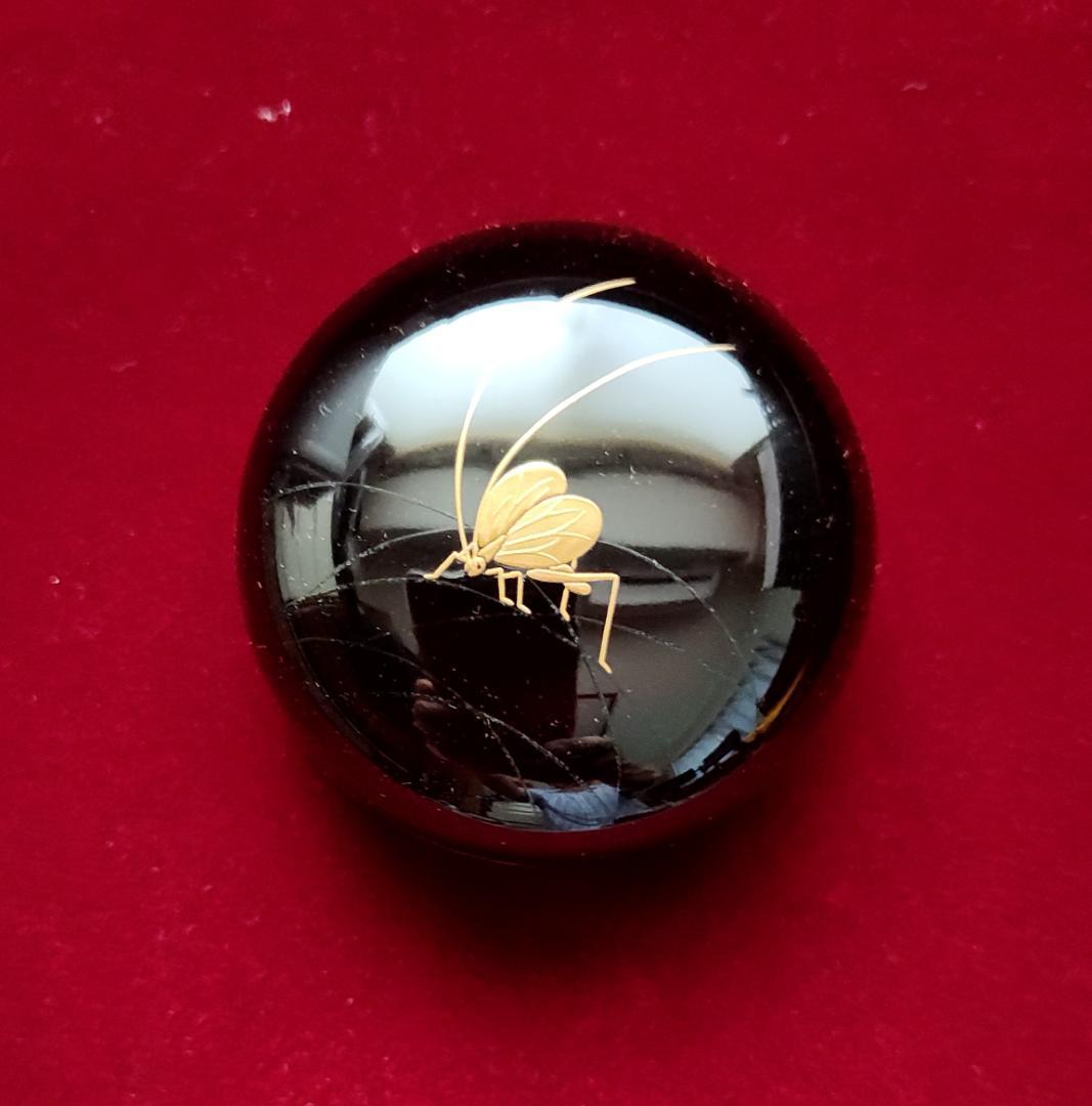 黒色漆器 鈴虫 香合