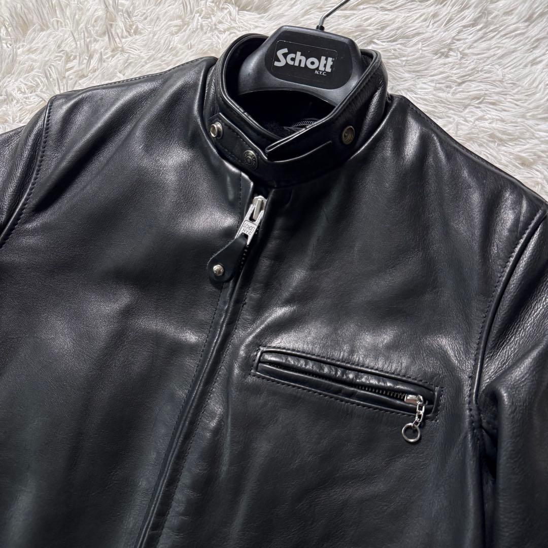美品/現行✨schott ライダースジャケット　シングル　141 本革　黒