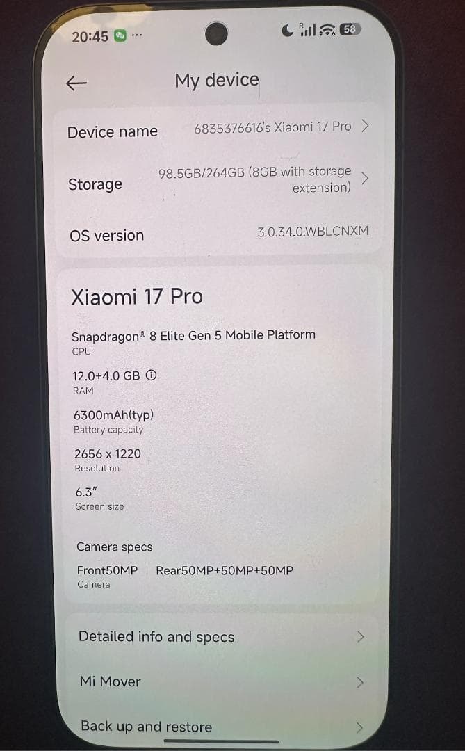 Xiaomi 17 Pro 12GB ストレージ：256GB SIMフリー