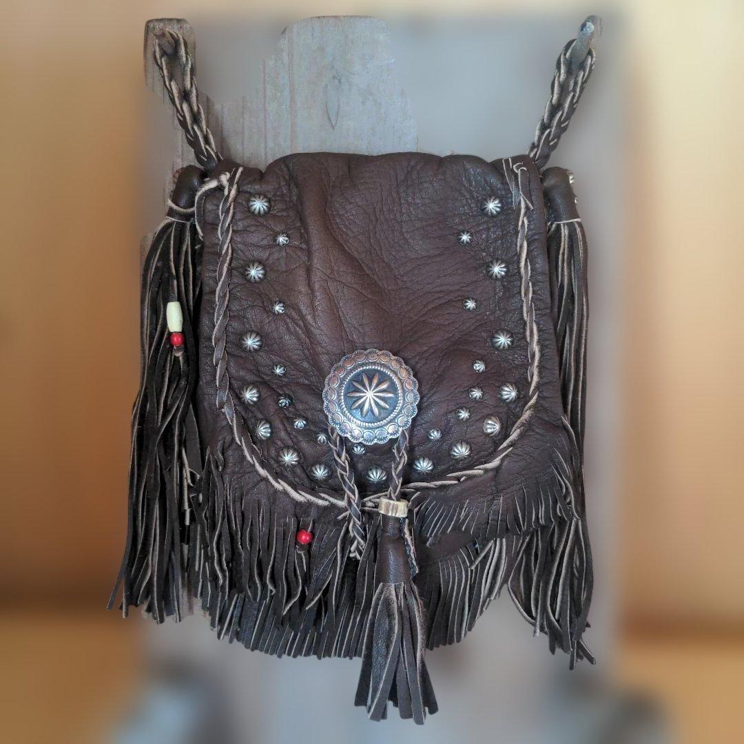 エルクスキン（大鹿革）メディスンバッグ　焦茶