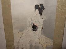 【真作】伊東深水　肉筆　最高軸先　美人画　共箱　本物保証　塗り二重箱入