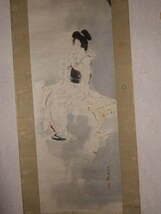 【真作】伊東深水　肉筆　最高軸先　美人画　共箱　本物保証　塗り二重箱入