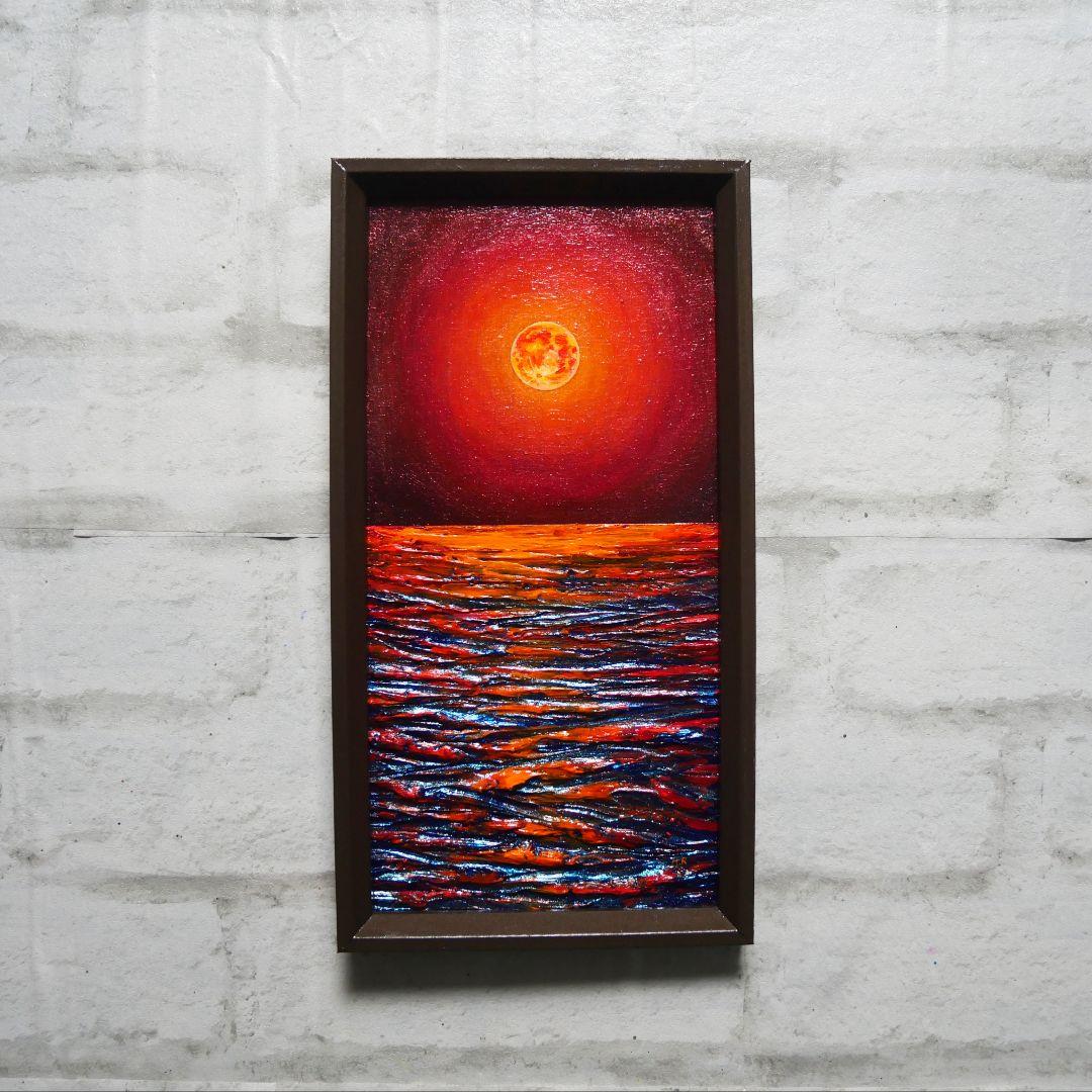 油絵 油彩 油彩画 絵 絵画 長方形ミニ絵画【神秘的な夜】